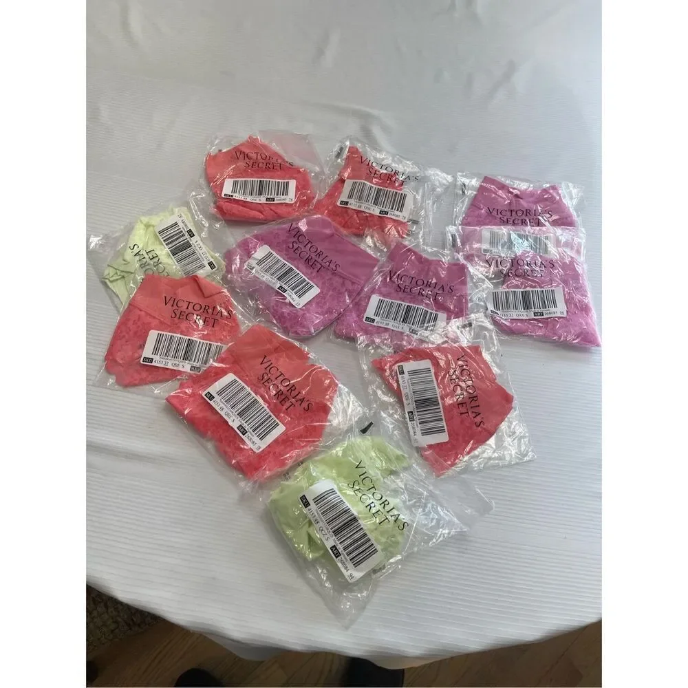 Lot Of 11 PINK Victoria's Secret No-Show Floral Lace Hiphugger Panty Size Small